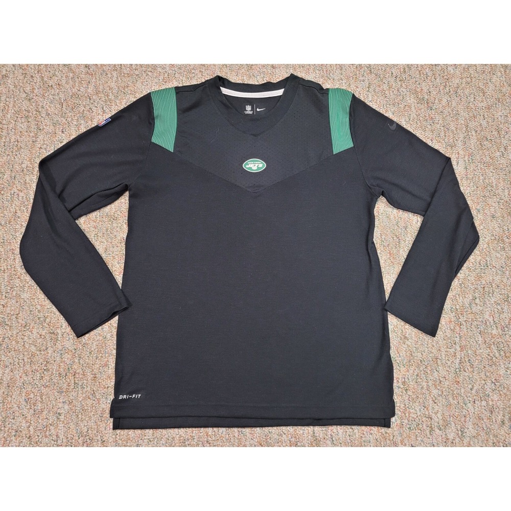 Nike New York Jets Shirt Mens Medium Black Dri-FIT NFL On Field Long Sleeve